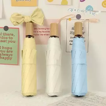 2023 Новый стиль, цветная деревянная ручка, резиновый зонтик для женщин и девочек, детский складной солнцезащитный крем, солнцезащитный водонепроницаемый