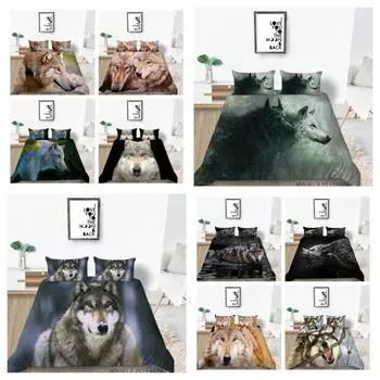 2023 Новый стиль, двойной размер, домашняя постельная одежда, 3D принт с волком, чехол для постельного белья, костюм, уникальный дизайн, модный комплект постельного белья, чехол для постельного белья UK Single 135x200cm