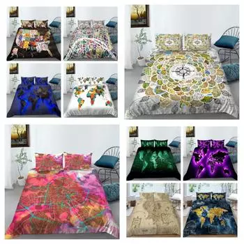 2023 Новый стиль Комплекты постельного белья 3D Земля Пододеяльник Высокое качество Карта Домашний текстиль Роскошные постельные принадлежности King Size для мальчиков и девочек Мягкий пододеяльник UK Single 135x200cm