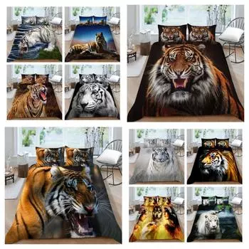 2023 Новый стиль, комплекты постельного белья, постельное белье с крутым узором, пододеяльник с тигровым принтом, пододеяльник из микрофибры, стильный декор для спальни King Size UK Single 135x200cm
