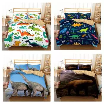 2023 новый стильный комплект постельного белья с принтом диозавра, милый пододеяльник для детей и взрослых, домашний текстиль, один размер, пододеяльник, костюм UK Single 135x200cm