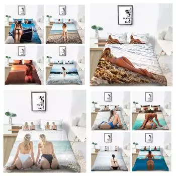 2023 Новый стиль, постельное белье, костюм, детская домашняя постельная одежда, современная 3D-печать, новая мода, королевский размер, бикини, пододеяльники UK Single 135x200cm