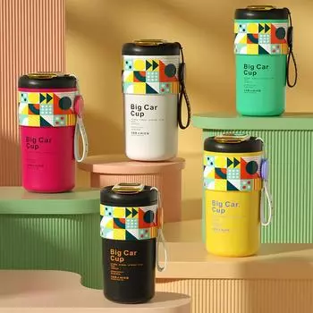 2023 Новый умный дисплей температуры, кофейная чашка, керамический вкладыш, изолирующая чашка, портативная веревка, уличная холодная изоляционная чашка для сока для девочек, праздничный подарок 410ml белый