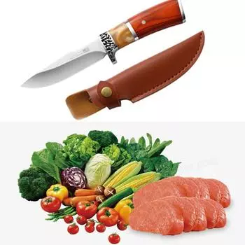 2023 Нож для мяса Кухонный острый нож Нержавеющая сталь Кухонный нож Рыбалка Барбекю Резка мяса и фруктов с подарочной крышкой 1 pcs