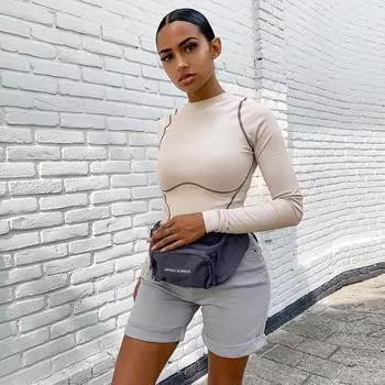 2023 облегающий сексуальный комбинезон в полоску с длинными рукавами в стиле пэчворк на осень-зиму, женская уличная одежда, женское тело S бежевый