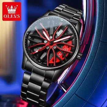 2023 OLEVS новые брендовые часы с вращающимся колесом, кварцевые часы, модные водонепроницаемые мужские часы, мужские часы