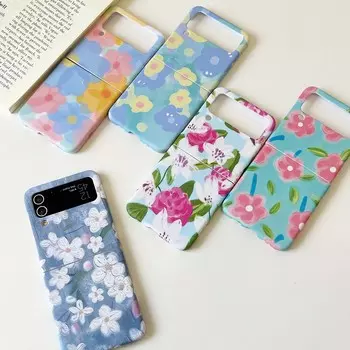 2023 оригинальный чехол с изображением тюльпанов, белого цветка, мультяшного милого искусства, новый чехол для телефона Samsung Galaxy Flip3 Flip4 Z Flip 3 4 Back Shell Conque For Samsung Z Flip 4