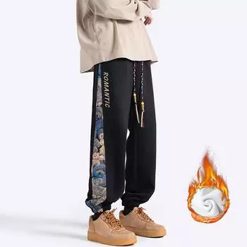 2023 Осень и зима Новые мужские плюшевые утепленные спортивные брюки M бежевый