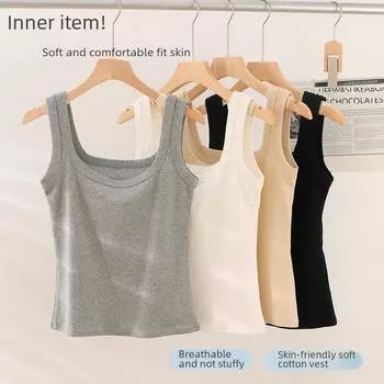 2023 Осень Женский Тонкий Жилет-Камелия Из Чистого Хлопка Без Подкладок На Груди Для Многослойности Или Верхней Одежды One Size (fits 80-130 jin)