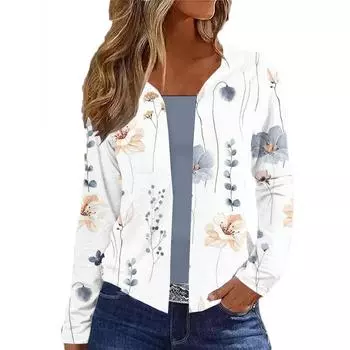 2023 Осень/Зима Кардиган в китайском стиле с принтом тушью для Европы и Америки M белый