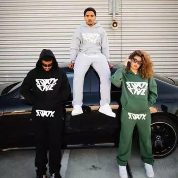 2023 Осень/Зима Новые мужские европейские и американские модные тенденции Повседневный спортивный комплект с английским узором и толстым бархатом S