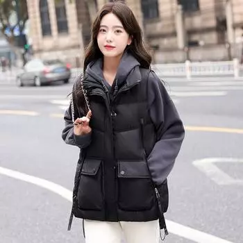 2023 Осень Зима Новый Пуховый Жилет Женский Удобный В Носке Воротник-Стойка Короткий Жилет Свитер Пальто M
