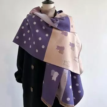 2023 Осень Зима Новый Роскошный Дизайн Имитация Кашемира Шарф Женщин Кошачий Принт Открытый Сохраняет Тепло Толстая Шаль Мягкий Большой Шарф Для Женщин 180 65cm