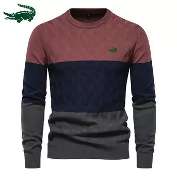 2023 осень/зима, новый топ с длинным рукавом, модный мужской свитер, приталенный мужской свитер с круглым вырезом, универсальный трикотаж европейского размера S