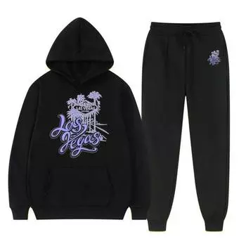 2023 Осень/Зима, новый тренд Y2K, мужской комплект с капюшоном, свитер с принтом, мужской спортивный комплект для отдыха M