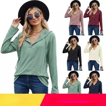 2023 Осень/зима женская повседневная однотонная свободная толстовка с капюшоном и длинными рукавами S