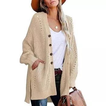2023 осень/зима женский полый кардиган свитер на пуговицах вязаное пальто S