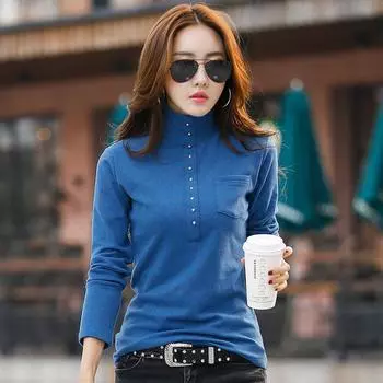 2023 осенне-зимняя модная новая женская футболка с длинными рукавами, облегающая рубашка в корейском стиле, универсальный однотонный топ S
