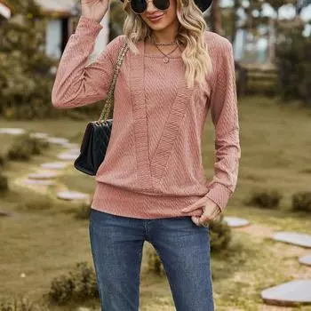 2023 осенне-зимняя женская футболка, повседневная однотонная свободная футболка с квадратным вырезом и длинным рукавом, топы S чёрный