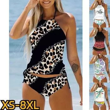 2023 пляжный костюм из двух предметов, модные купальники, танкини, сексуальные купальники, летние танкини, женские пляжные купальники, модный танкини с принтом S темно-синий