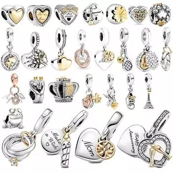 2023 Подходит для оригинального нового браслета «сделай сам», женские ювелирные изделия, новинка, стерлинговое серебро 925 пробы, бусина, золотой замок в форме сердца, подвеска в виде свечи на день рождения