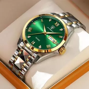 2023 Poedagar лучший бренд класса люкс модные мужские часы с зеленым циферблатом водонепроницаемые светящиеся часы с датой недели спортивные часы мужские кварцевые наручные часы