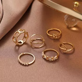 2023 Полое резное кольцо, 6 предметов, индивидуальное кольцо, кольцо в стиле панк, модный нейтральный тренд