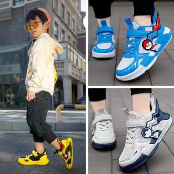 2023 поп-мальчики и девочки уличная спортивная обувь детская сетчатая дышащая обувь с героями мультфильмов (Покемон) 28 серый