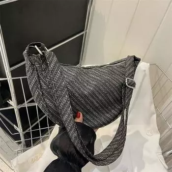 2023 Популярная женская сумка Ретро-модная ручная сумка с текстурным плетением Сумка в форме полумесяца Минималистичная сумка через плечо на одно плечо для подмышек