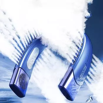 2023 Портативный шейный вентилятор 4000 мАч, мини-безлопастной бесшумный вентилятор, перезаряжаемый через USB, 5-скоростной, бесшумный, носимый с шейным ремешком, электрический вентилятор для кондиционера бежевый