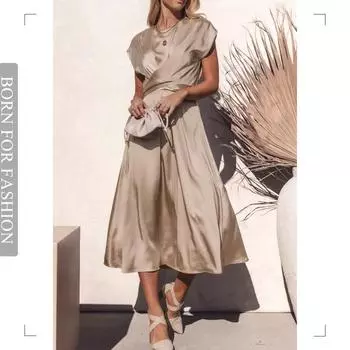 2023 повседневное высококачественное атласное платье без рукавов летнее женское облегающее элегантное легкое вечернее платье в стиле ретро на бретельках S