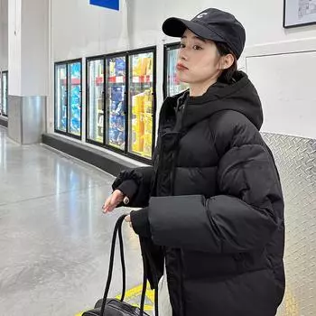 2023 Пуховое пальто, зимнее утолщенное модное хлопковое пальто, модное пальто, большой хлеб S чёрный