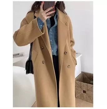 2023 ранняя осень и зима, новый стиль, шерстяное пальто средней длины в стиле Хепберн для женщин, шерстяное пальто цвета хаки для женщин Maillard