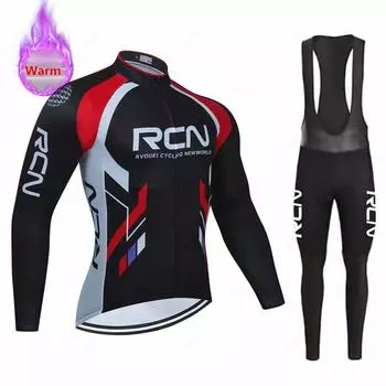 2023 Rcn Team Winter Cycling Jerseys Set Men Thermal Fleece MTB Bike Clothing Maillot Ropa Ciclismo Warm Bicycle Clothing Hombre XS