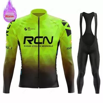 2023 Rcn Winter Cycling Jersey Set Outdoor Thermal Fleece Bicicleta Clothing Road Bike Shirt MTB Bicycle Uniform Ropa Ciclismo XS