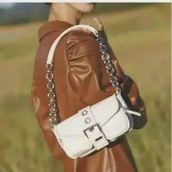 2023 Ретро Мини Сумка Багет Через Плечо С Кольцом Цепи