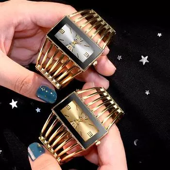 2023 Роскошные модные часы из розового золота, женские браслеты из нержавеющей стали, прямоугольные кварцевые часы
