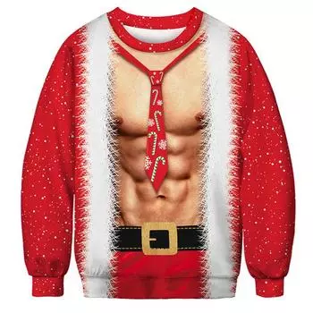 2023 Рождественский свитер с круглым вырезом и забавным узором с цифровой печатью Свитер для пары S