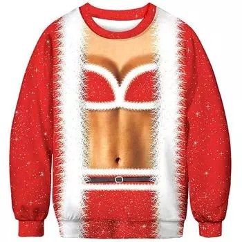 2023 Рождество Лидер продаж 3D цифровая печать Хэллоуин волосы на груди мышцы бикини забавный узор с длинным рукавом S