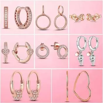 2023 Серебро 925 Серебряные серьги Морская звезда Сердце Серьги-гвоздики для женщин Девушка Жена Подарок Серебро 925 Оригинальные модные украшения белый