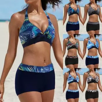 2023 сексуальный купальник из двух частей для женщин, бикини с высокой талией, боксеры, бикини S