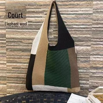 2023 Стильная ретро-вязаная сумка через плечо - универсальная большая ручная женская сумка-тоут бежевый