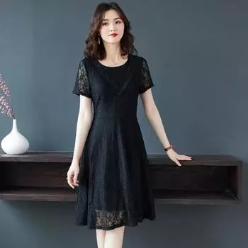 2023 Summer Black Lace Dress for Plus Size Women – Stylish & Slimming L