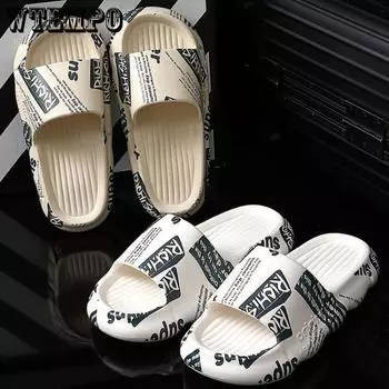 2023 Супермягкие удобные сандалии с толстой подошвой, женские летние с ретро-принтом, для пар, для дома и улицы, нескользящие бесшумные сандалии 36-37