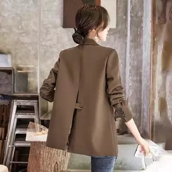 2023 Свободная повседневная темпераментная верхняя одежда с длинными рукавами, модные повседневные деловые топы Tide, корейская версия элегантной верхней одежды, куртки для офисных женщин L чёрный