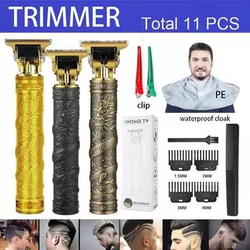 2023 T9 НОВЫЙ мужской триммер для волос, USB перезаряжаемая машинка для стрижки волос, водонепроницаемая мужская бритва для волос на теле, мужской электрический триммер Black Buddha