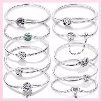 2023 Тенденции Браслет Серебро 925 Подходит Брендовые Подвески Кулон Бусины Браслеты Женский Браслет Ювелирные Изделия Изготовление Подарков 20cm