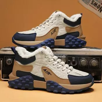 2023 теплая хлопковая обувь, спортивная обувь, модная уличная обувь высокого качества для отдыха, удобные амортизирующие нескользящие кроссовки 39 чёрный