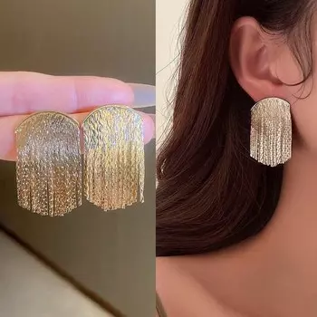 2023 трендовые длинные серьги-капли с кисточками для женщин, элегантные блестящие длинные серьги с геометрическим рисунком, модные ювелирные изделия для свадебной вечеринки, подарки