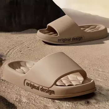 2023 трендовые новые летние мужские тапочки Eva, шлепанцы с мягкой подошвой, легкая пляжная обувь, мужские домашние уличные сандалии, шлепанцы на толстой подошве 36-37(fit 35-36) коричневый